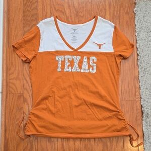 Texas Longhorns Women's Orange and White V-Neck Top Xl Like New